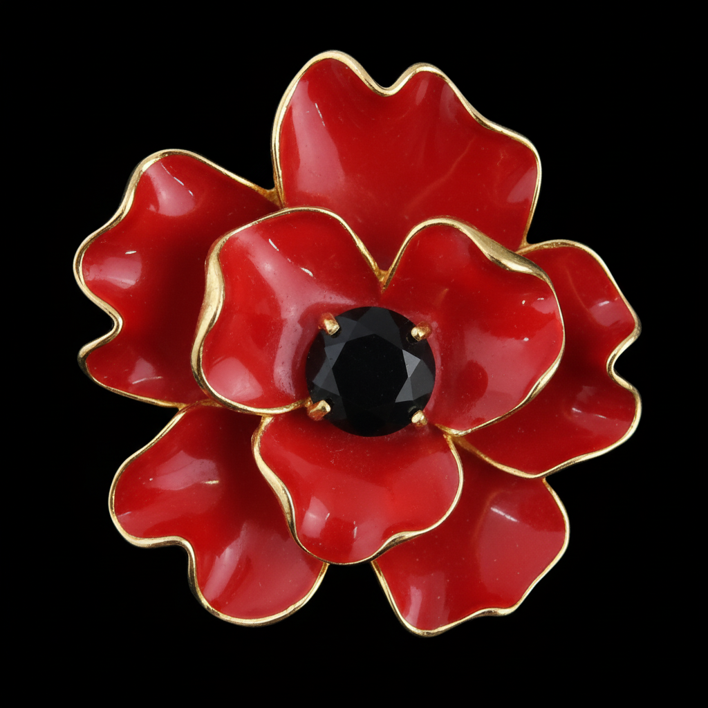 Clear Red Brooch 2